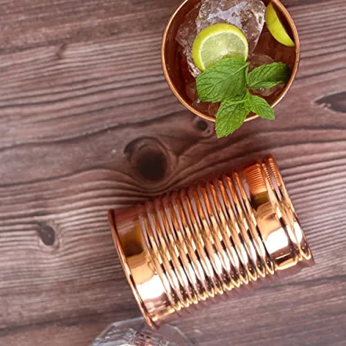 2 Activelife Bean Tin Plan Design Pure Copper Tumbler Set of 2 | Drinking Water with Copper Cups | Premium Quality Copper Tumblers for Home, Office, Hotel, Travel, and Gifting - Set of 2 12oz