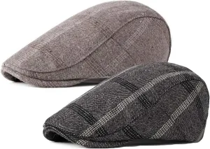 2 Pack Men's Cotton Flat Cap Ivy Gatsby Newsboy Hat