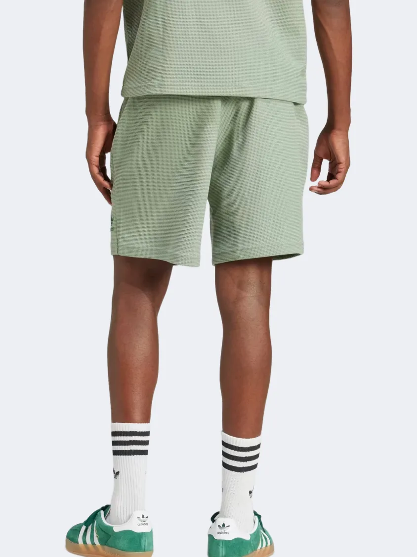 Adidas Essentials Trefoil Waffle Men Original Short Silver Green
