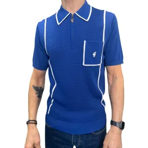 Alfeo Zip Knitted Polo Shirt - Sapphire