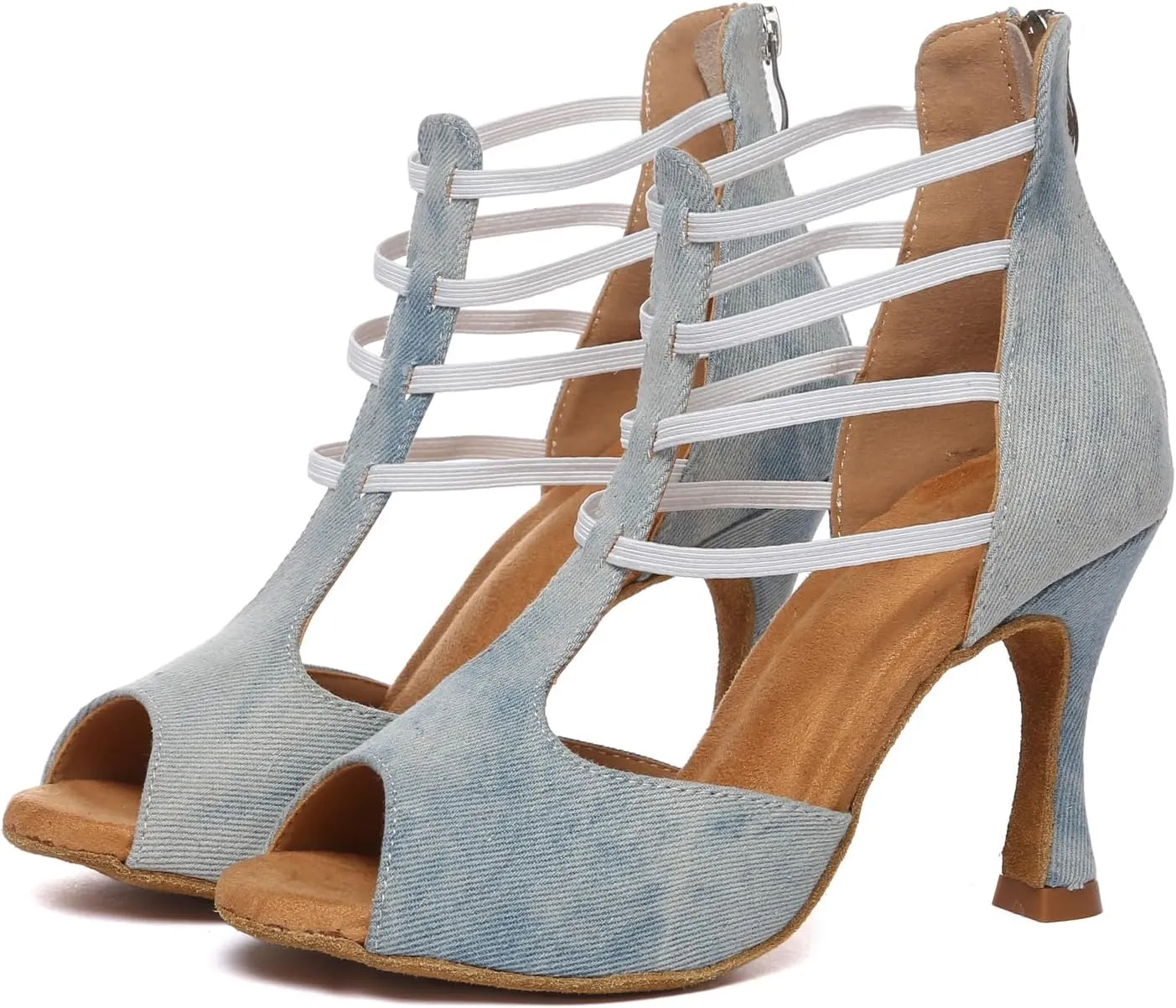AOQUNFS Women's Ballroom Dance Shoes Latin Salsa Practice Performance Dance Heels,Model L616