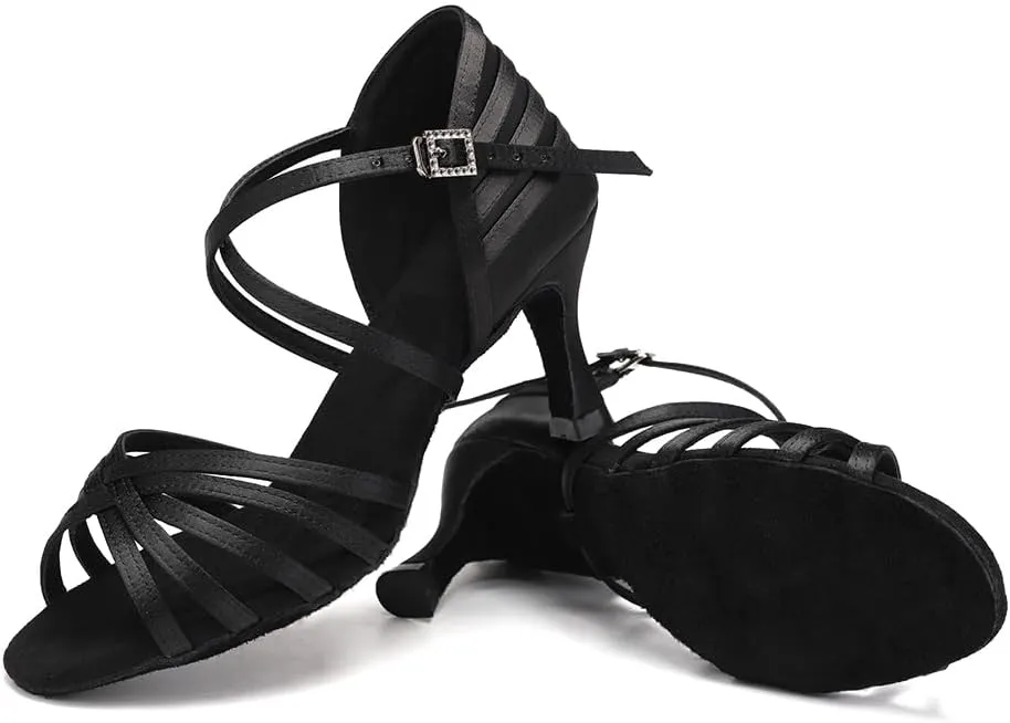 AOQUNFS Women's Latin Dance Shoes Satin Ballroom Salsa Practice Professional Performance Dancing Shoes