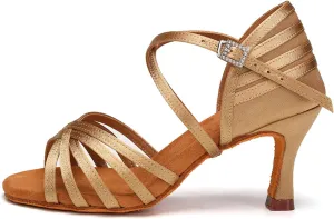 AOQUNFS Women's Latin Dance Shoes Satin Ballroom Salsa Practice Professional Performance Dancing Shoes