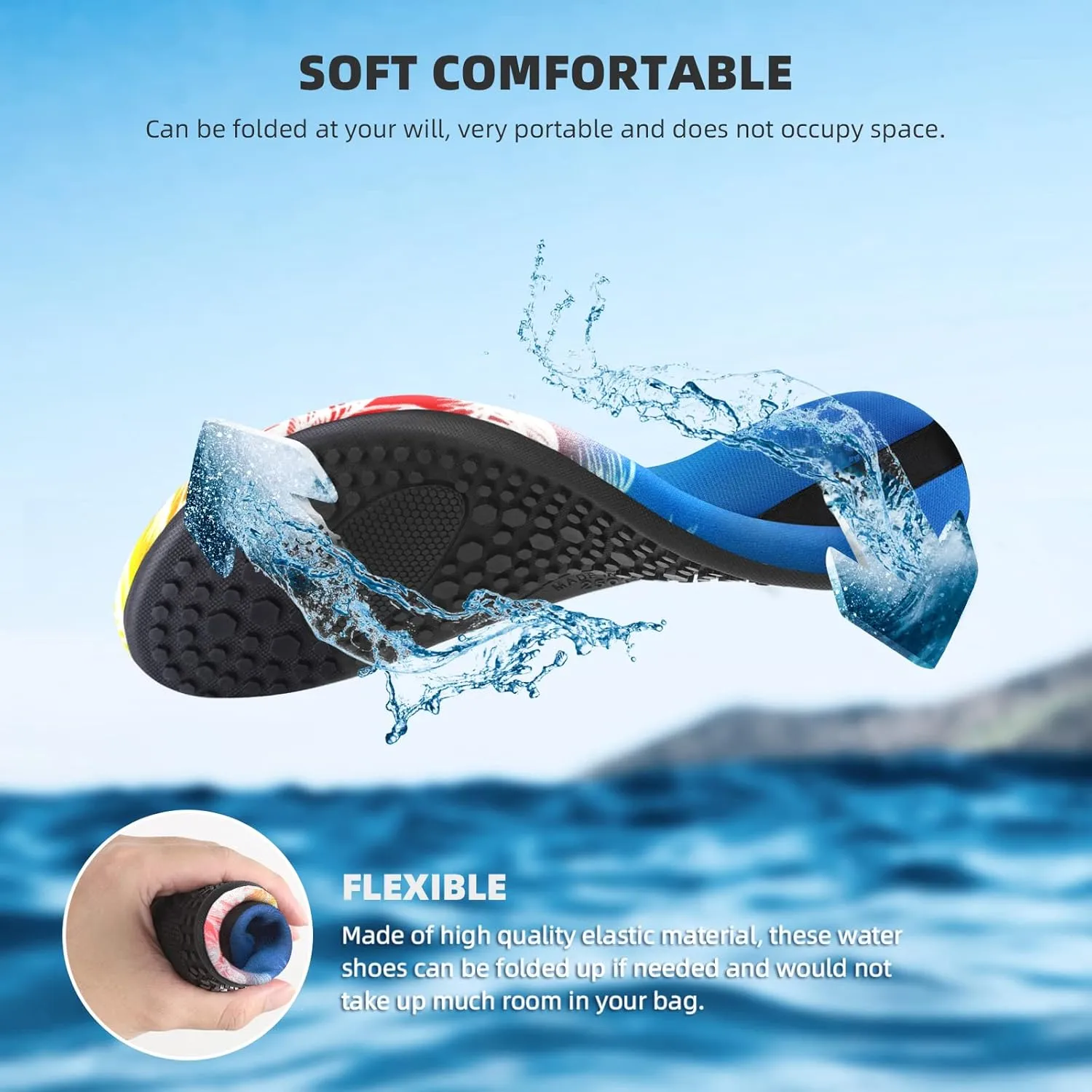 ATHMILE Water Shoes for Women Men Barefoot Quick-Dry Aqua Socks for Beach Swim Pool River Yoga Lake Surf Sport Shoes Cruise Essentials Swimming Size