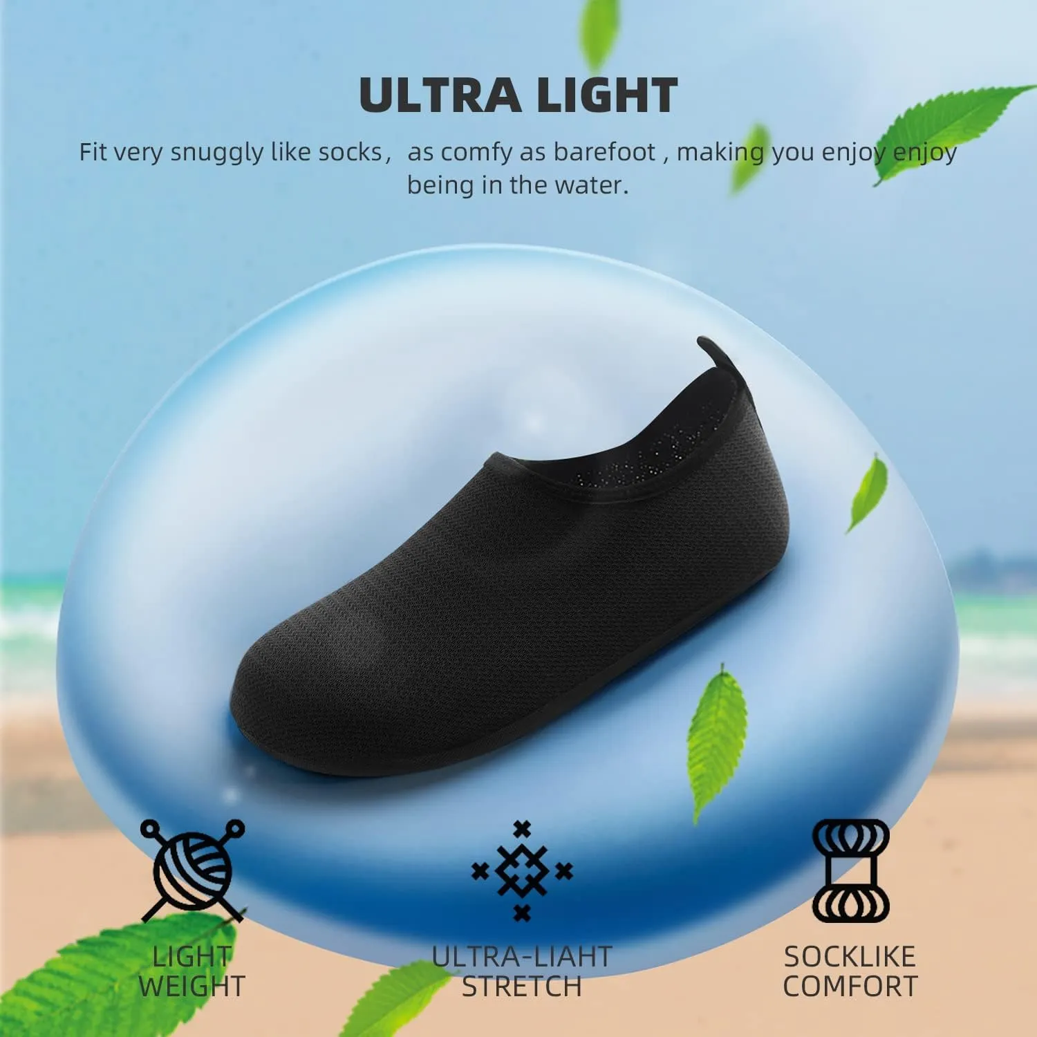 ATHMILE Water Shoes for Women Men Barefoot Quick-Dry Aqua Socks for Beach Swim Pool River Yoga Lake Surf Sport Shoes Cruise Essentials Swimming Size