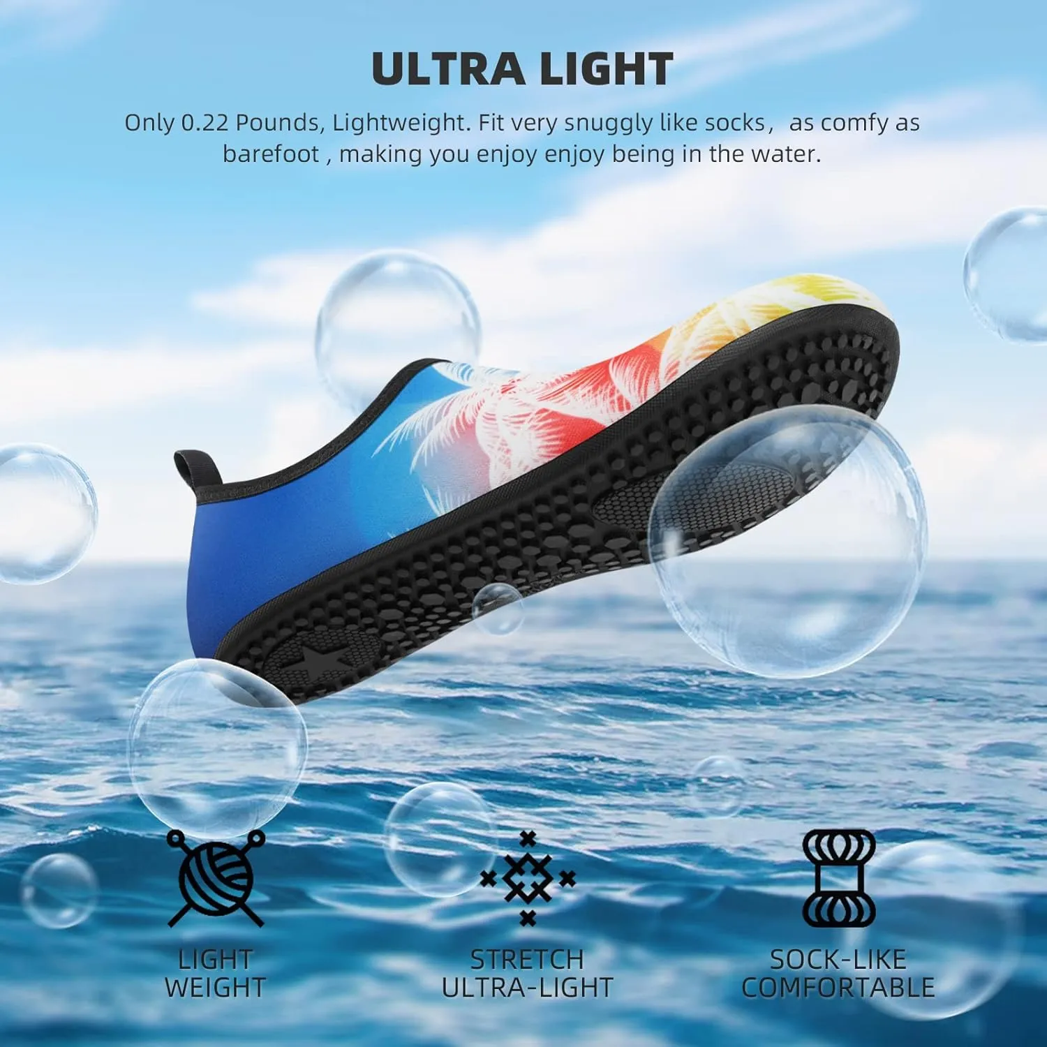 ATHMILE Water Shoes for Women Men Barefoot Quick-Dry Aqua Socks for Beach Swim Pool River Yoga Lake Surf Sport Shoes Cruise Essentials Swimming Size