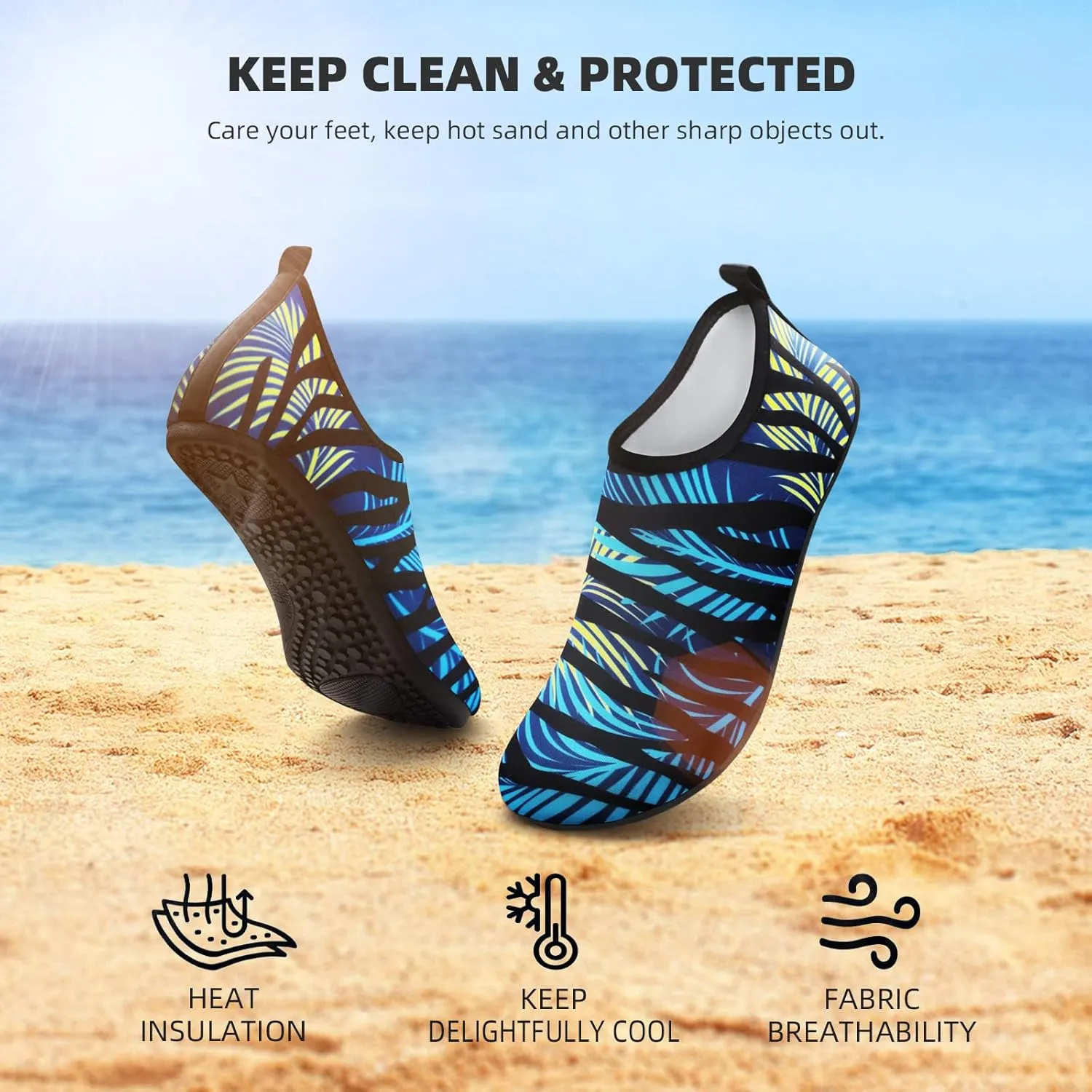 ATHMILE Water Shoes for Women Men Barefoot Quick-Dry Aqua Socks for Beach Swim Pool River Yoga Lake Surf Sport Shoes Cruise Essentials Swimming Size
