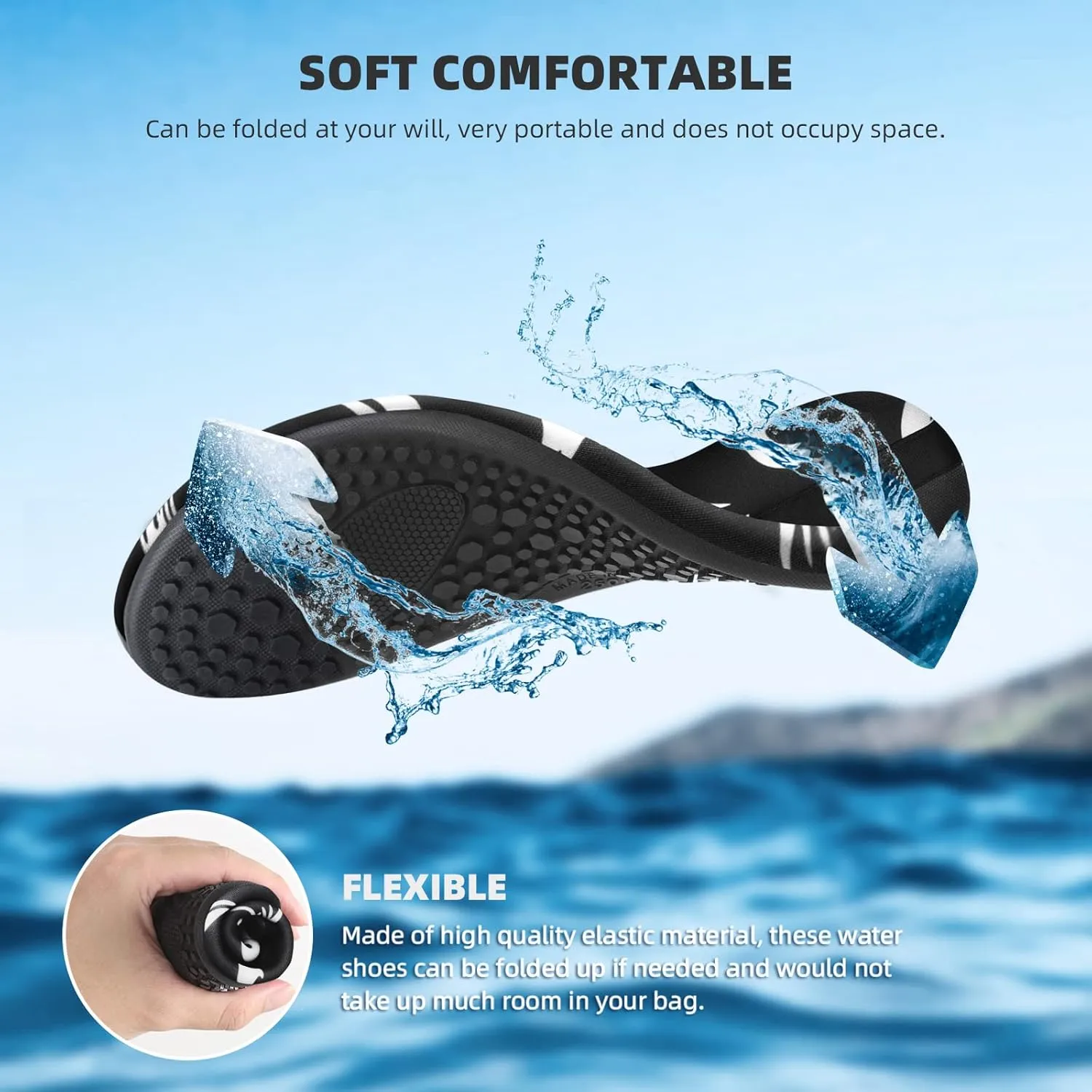 ATHMILE Water Shoes for Women Men Barefoot Quick-Dry Aqua Socks for Beach Swim Pool River Yoga Lake Surf Sport Shoes Cruise Essentials Swimming Size