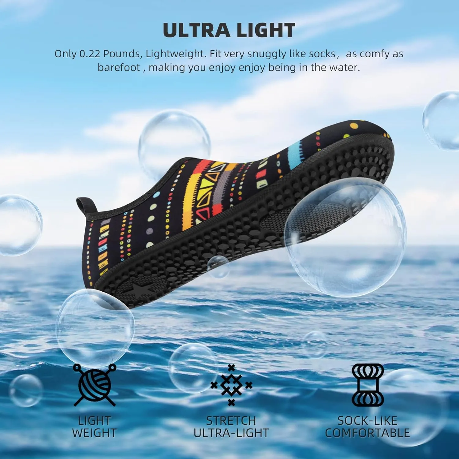 ATHMILE Water Shoes for Women Men Barefoot Quick-Dry Aqua Socks for Beach Swim Pool River Yoga Lake Surf Sport Shoes Cruise Essentials Swimming Size