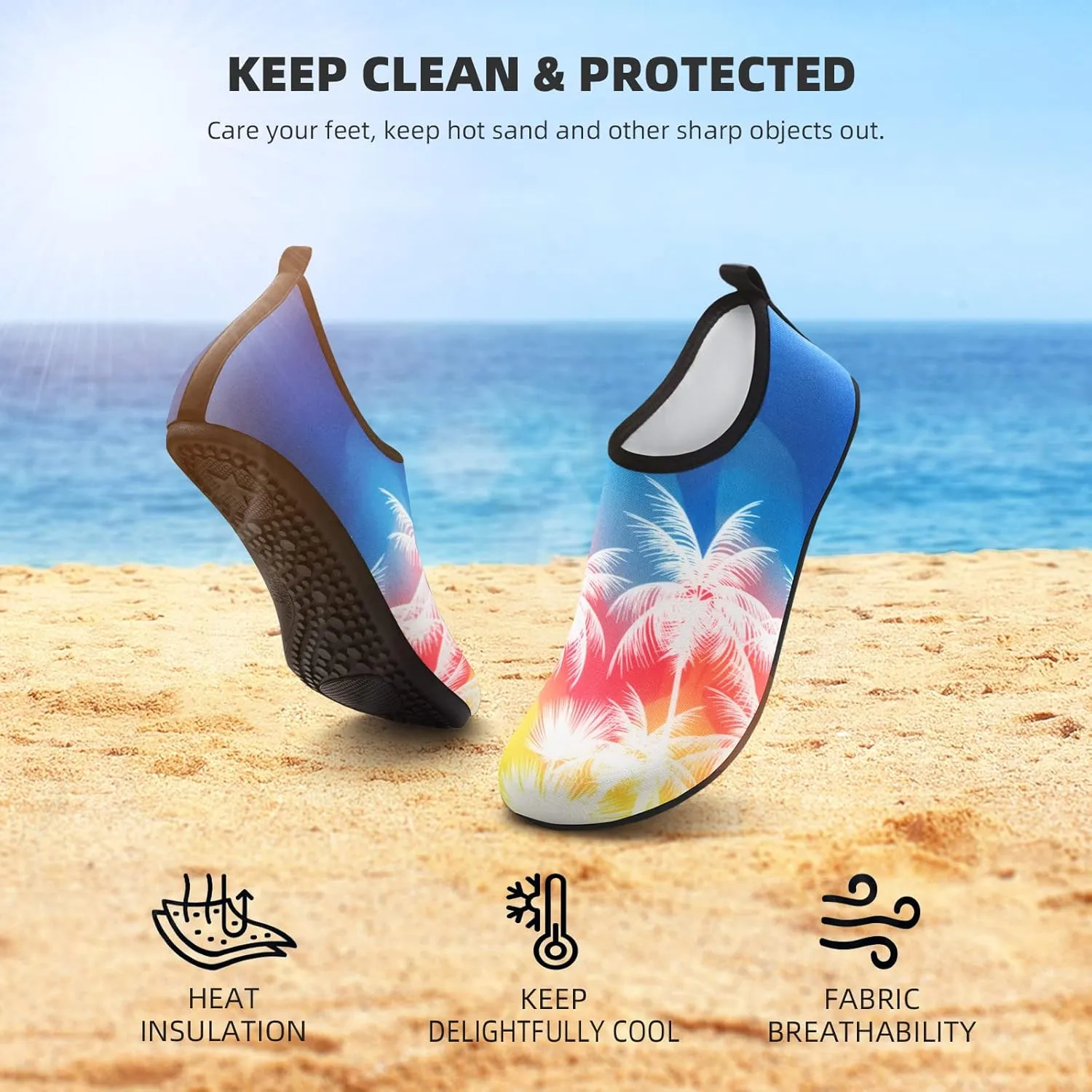 ATHMILE Water Shoes for Women Men Barefoot Quick-Dry Aqua Socks for Beach Swim Pool River Yoga Lake Surf Sport Shoes Cruise Essentials Swimming Size