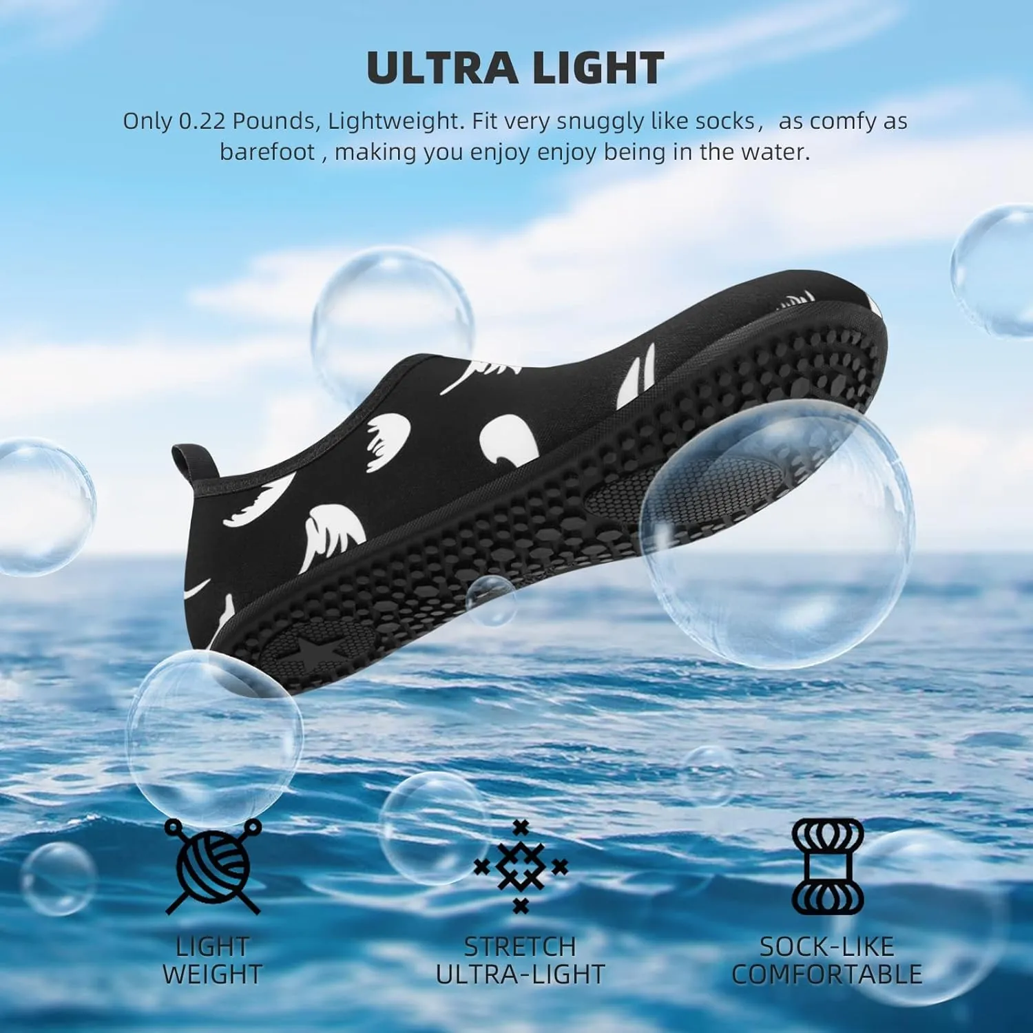 ATHMILE Water Shoes for Women Men Barefoot Quick-Dry Aqua Socks for Beach Swim Pool River Yoga Lake Surf Sport Shoes Cruise Essentials Swimming Size