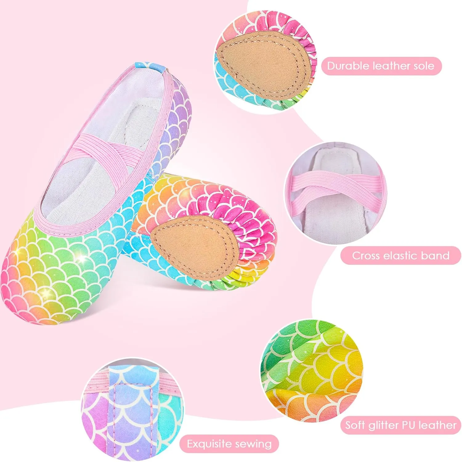 Ballet Shoes for Girls Toddler Dance Practice Ballet Slippers Soft PU Leather Flats Shoes for Kid Sole Yoga Gymnastics