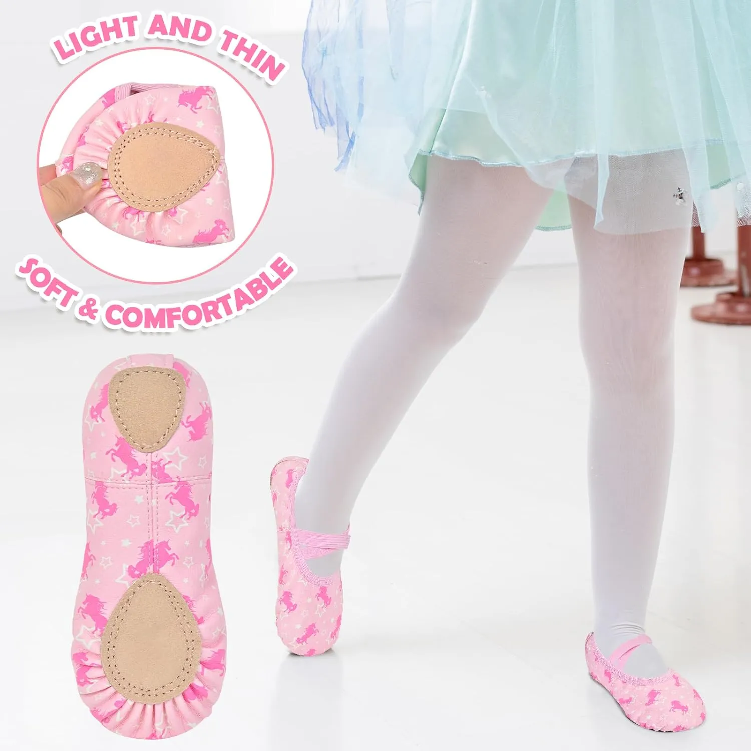Ballet Shoes for Girls Toddler Dance Practice Ballet Slippers Soft PU Leather Flats Shoes for Kid Sole Yoga Gymnastics