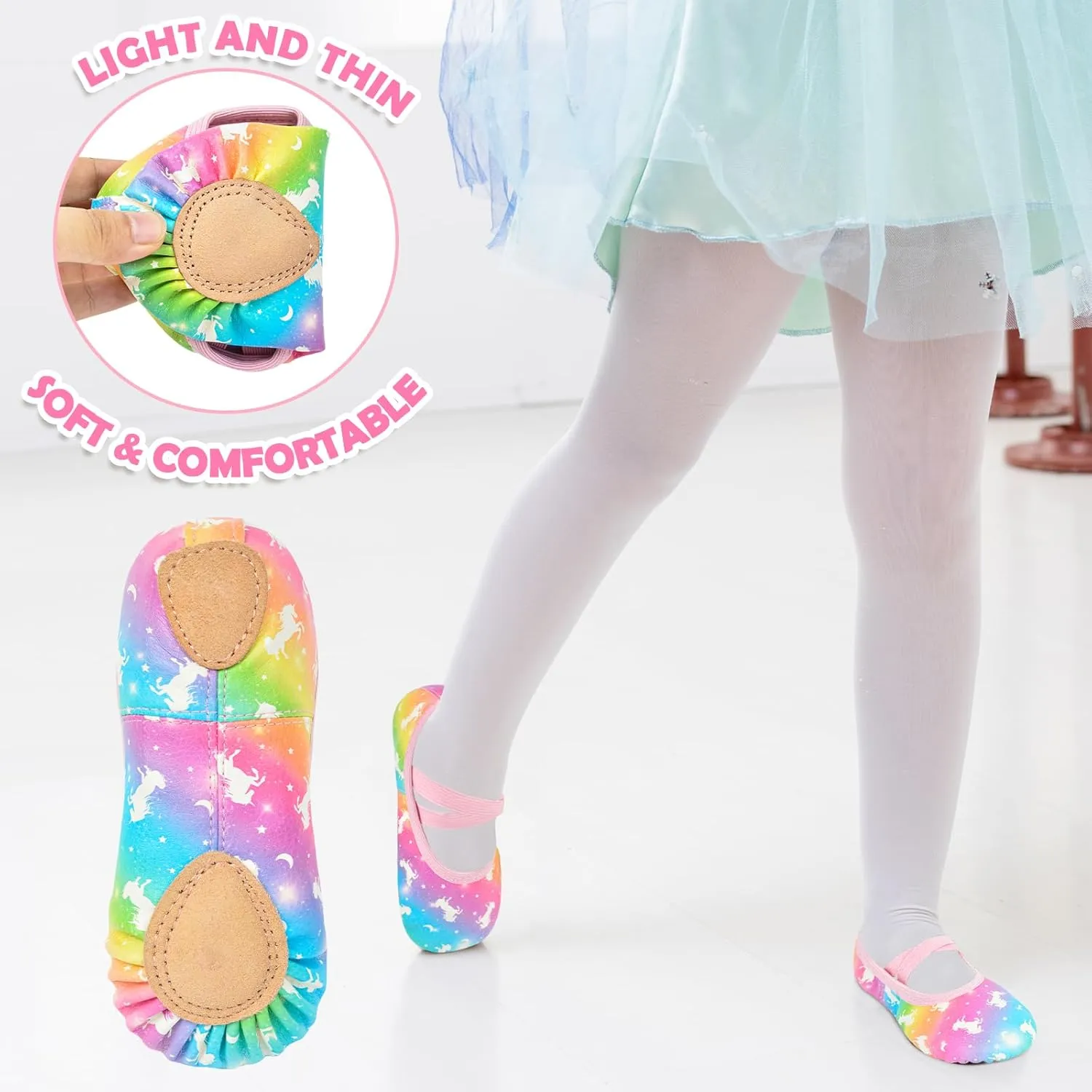 Ballet Shoes for Girls Toddler Dance Practice Ballet Slippers Soft PU Leather Flats Shoes for Kid Sole Yoga Gymnastics