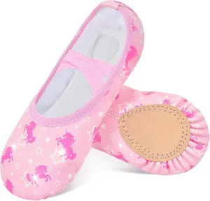 Ballet Shoes for Girls Toddler Dance Practice Ballet Slippers Soft PU Leather Flats Shoes for Kid Sole Yoga Gymnastics