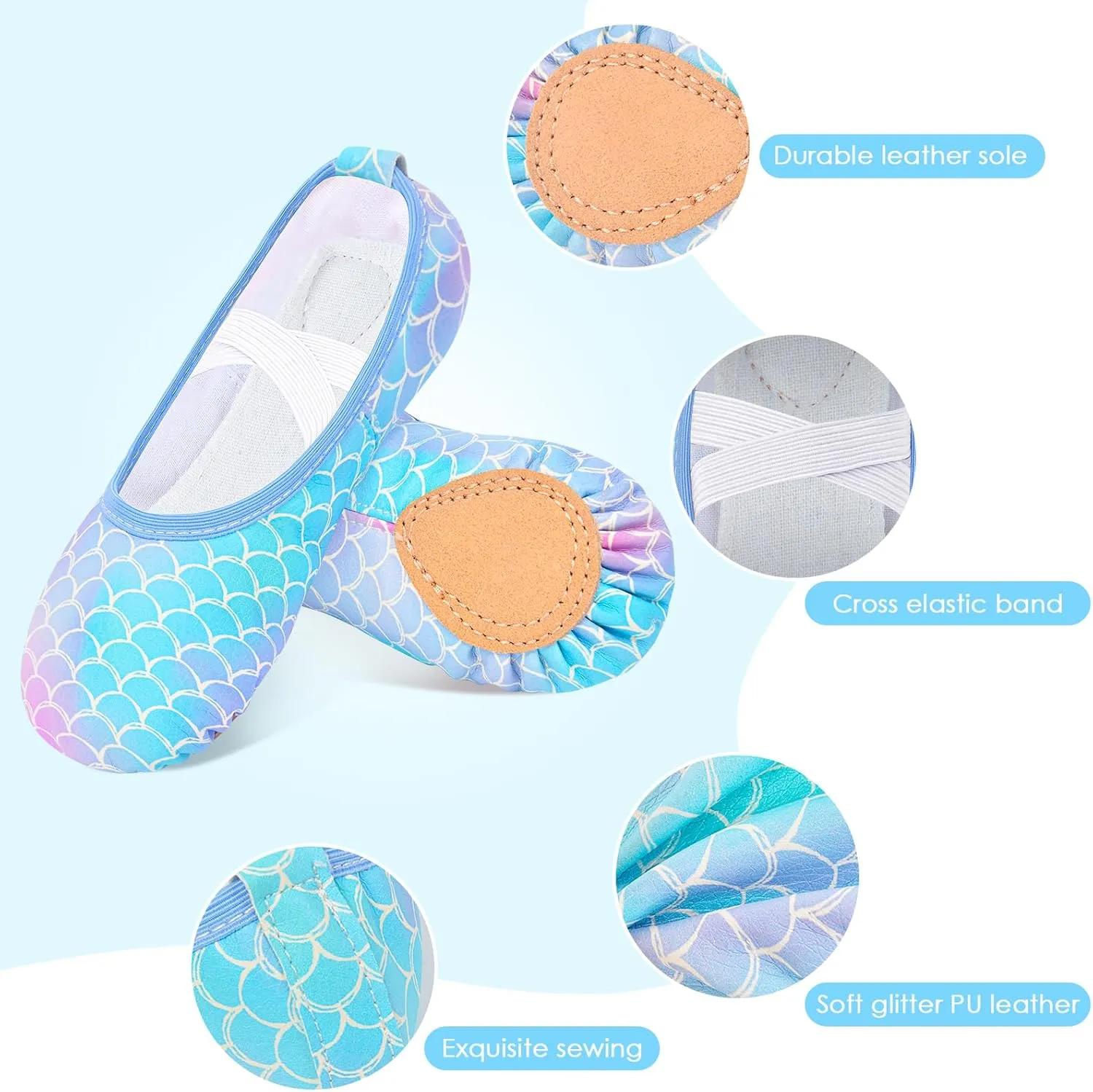 Ballet Shoes for Girls Toddler Dance Practice Ballet Slippers Soft PU Leather Flats Shoes for Kid Sole Yoga Gymnastics