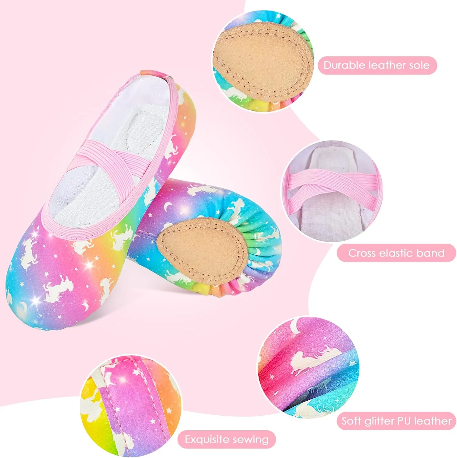 Ballet Shoes for Girls Toddler Dance Practice Ballet Slippers Soft PU Leather Flats Shoes for Kid Sole Yoga Gymnastics
