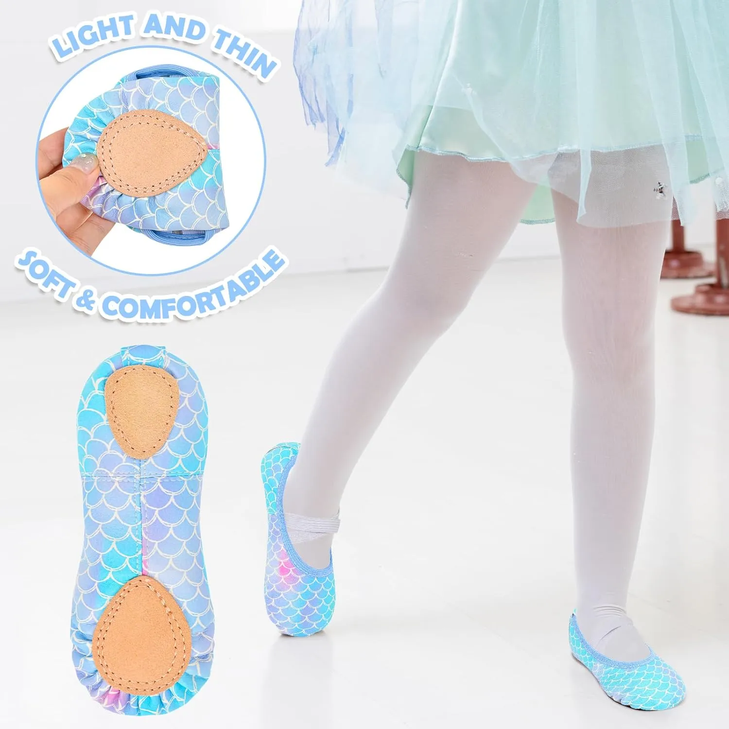 Ballet Shoes for Girls Toddler Dance Practice Ballet Slippers Soft PU Leather Flats Shoes for Kid Sole Yoga Gymnastics