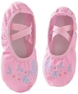 Ballet Shoes Girls Ballet Shoes Embroider Kids Dance Slippers Split Sole Gymnastics Dancing Shoes Pink Classical Dancing Shoes Dance Shoes(Pink-1,35)