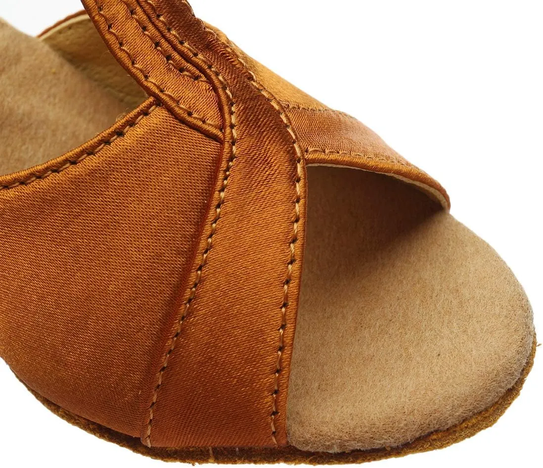 Ballroom Dance Shoes T-strap Suede Silk 2" Heels Latin Salsa Bachata Performance Dance Shoes for Woman and Teens Practice Performance