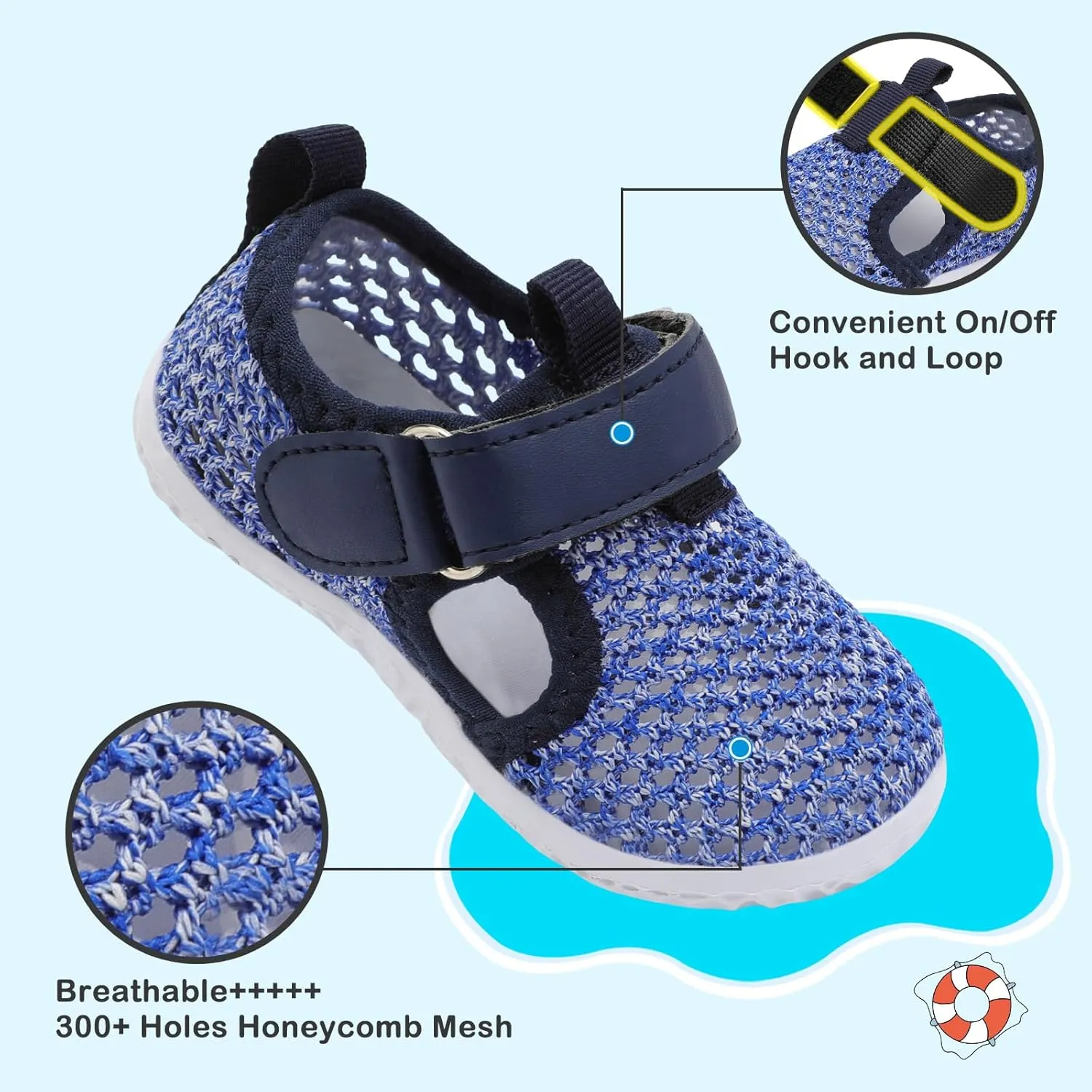 Besroad Toddler Water Shoes Boys Girls Swim Aqua Shoes Breathable Quick Dry Barefoot Sandals for Beach Swimming Pool