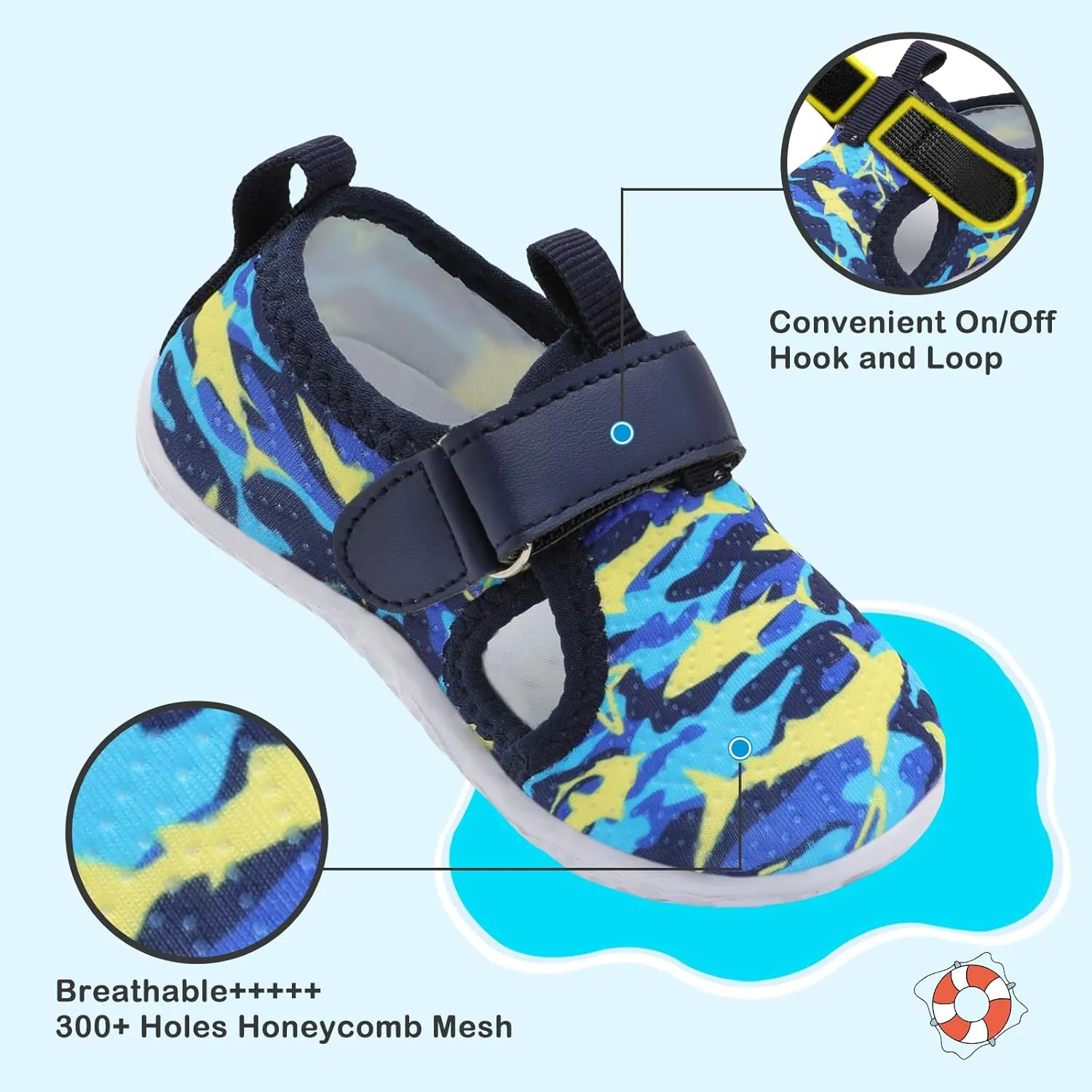 Besroad Toddler Water Shoes Boys Girls Swim Aqua Shoes Breathable Quick Dry Barefoot Sandals for Beach Swimming Pool