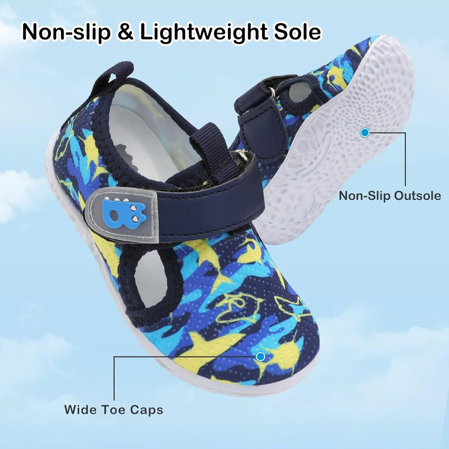 Besroad Toddler Water Shoes Boys Girls Swim Aqua Shoes Breathable Quick Dry Barefoot Sandals for Beach Swimming Pool