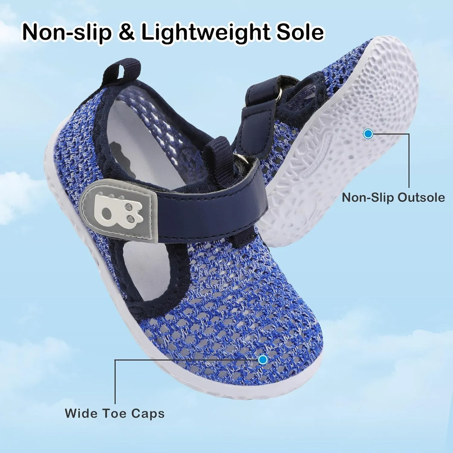 Besroad Toddler Water Shoes Boys Girls Swim Aqua Shoes Breathable Quick Dry Barefoot Sandals for Beach Swimming Pool