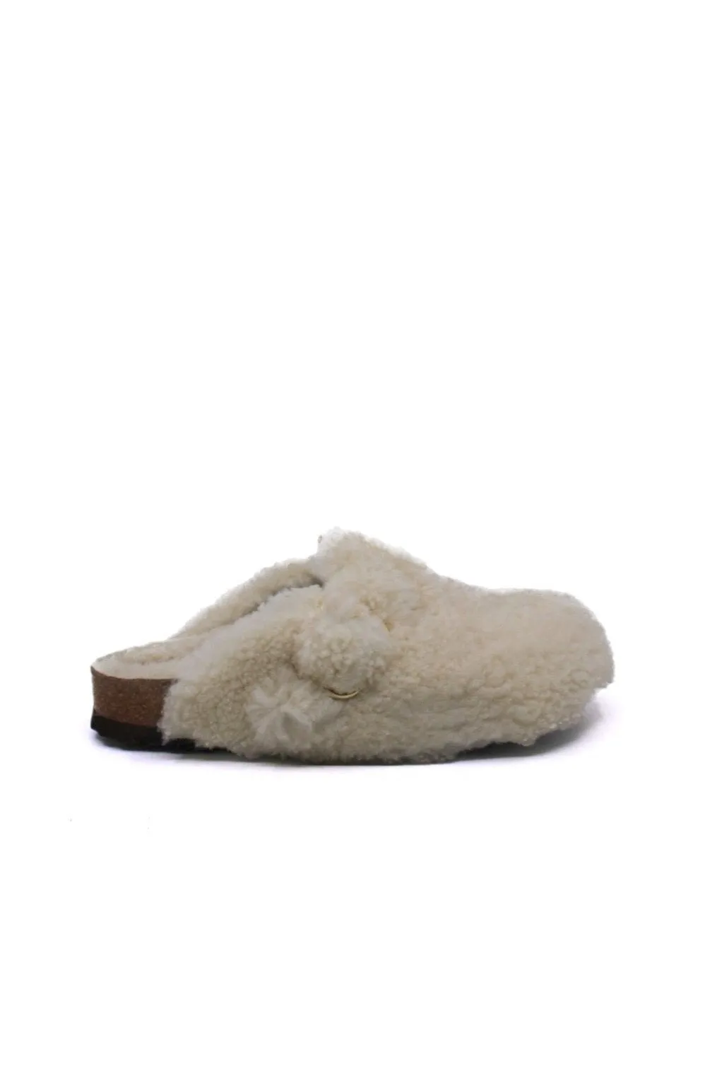 Birkenstock Boston Big Buckle Shearling Teddy Eggshell Narrow