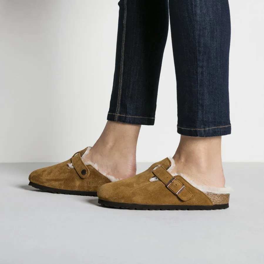 BIRKENSTOCK Boston Shearling Mink Suede Clogs