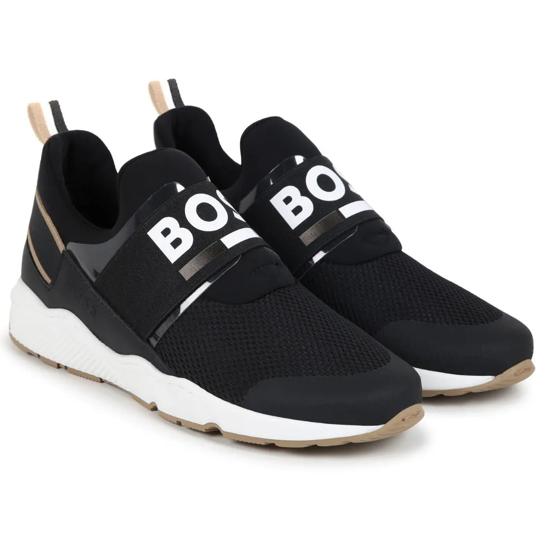 Black & White Logo Band Trainers