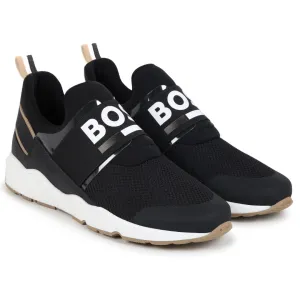 Black & White Logo Band Trainers