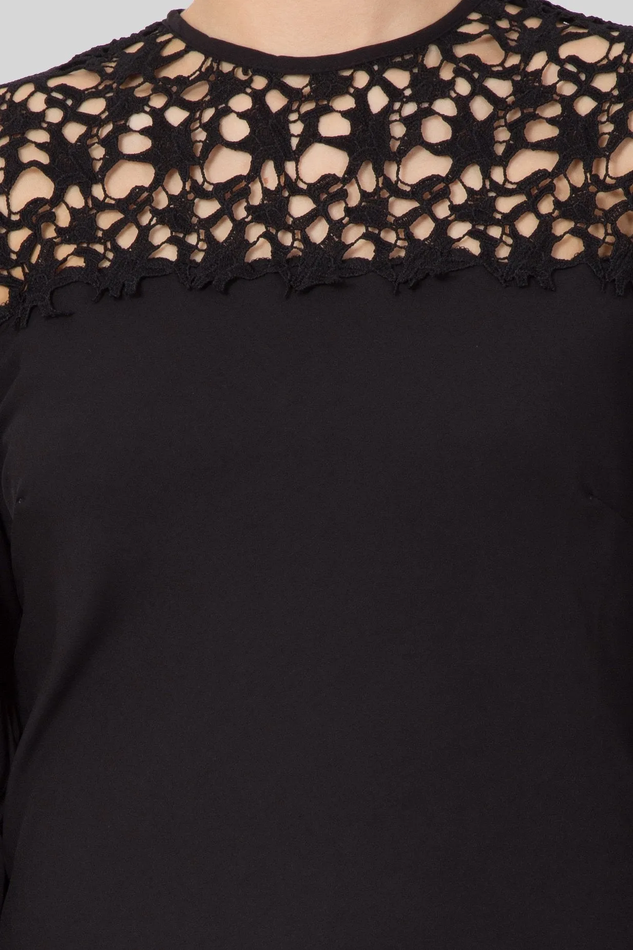 Black crochet yoke top