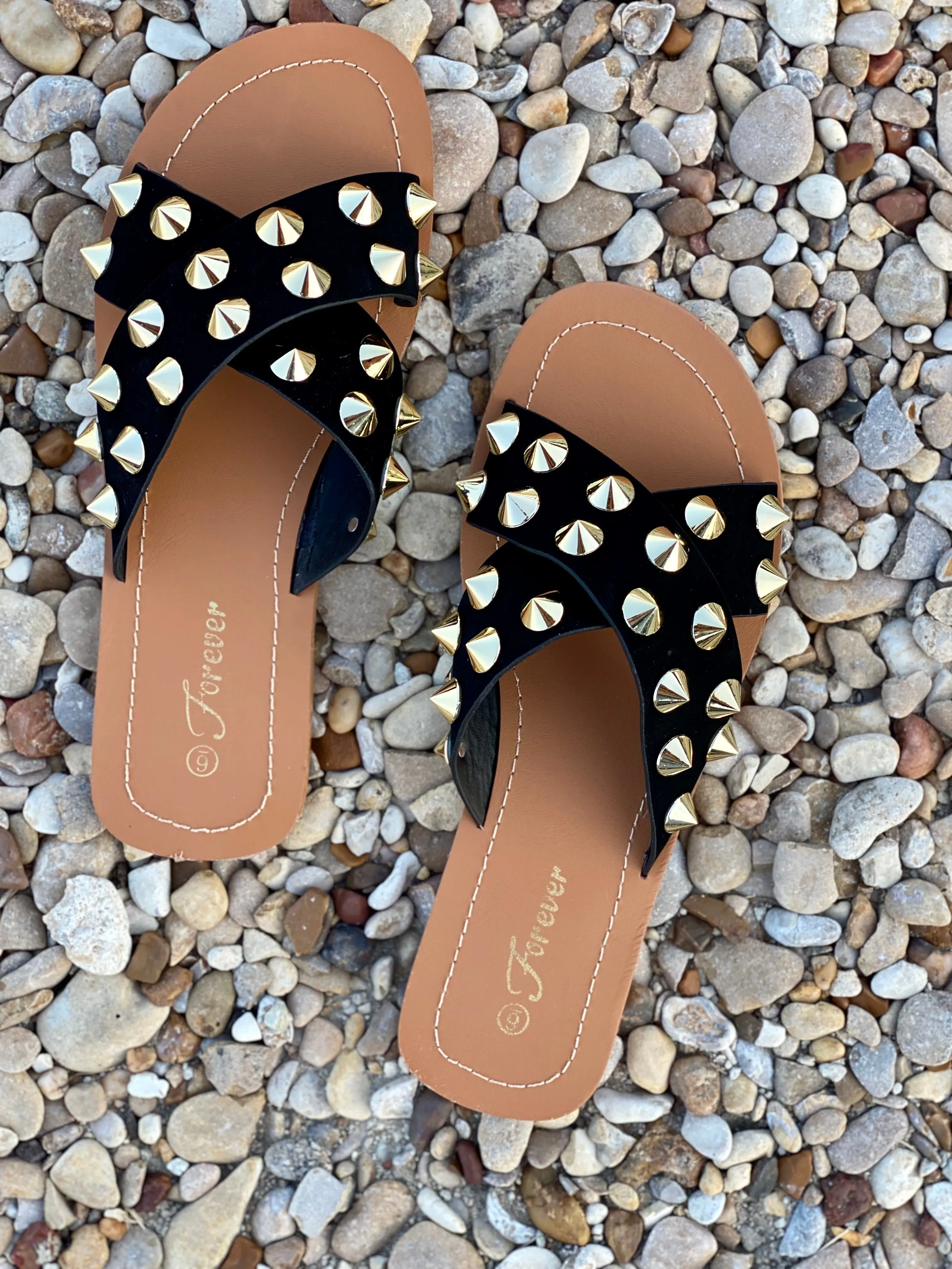 Black Stud Sandals