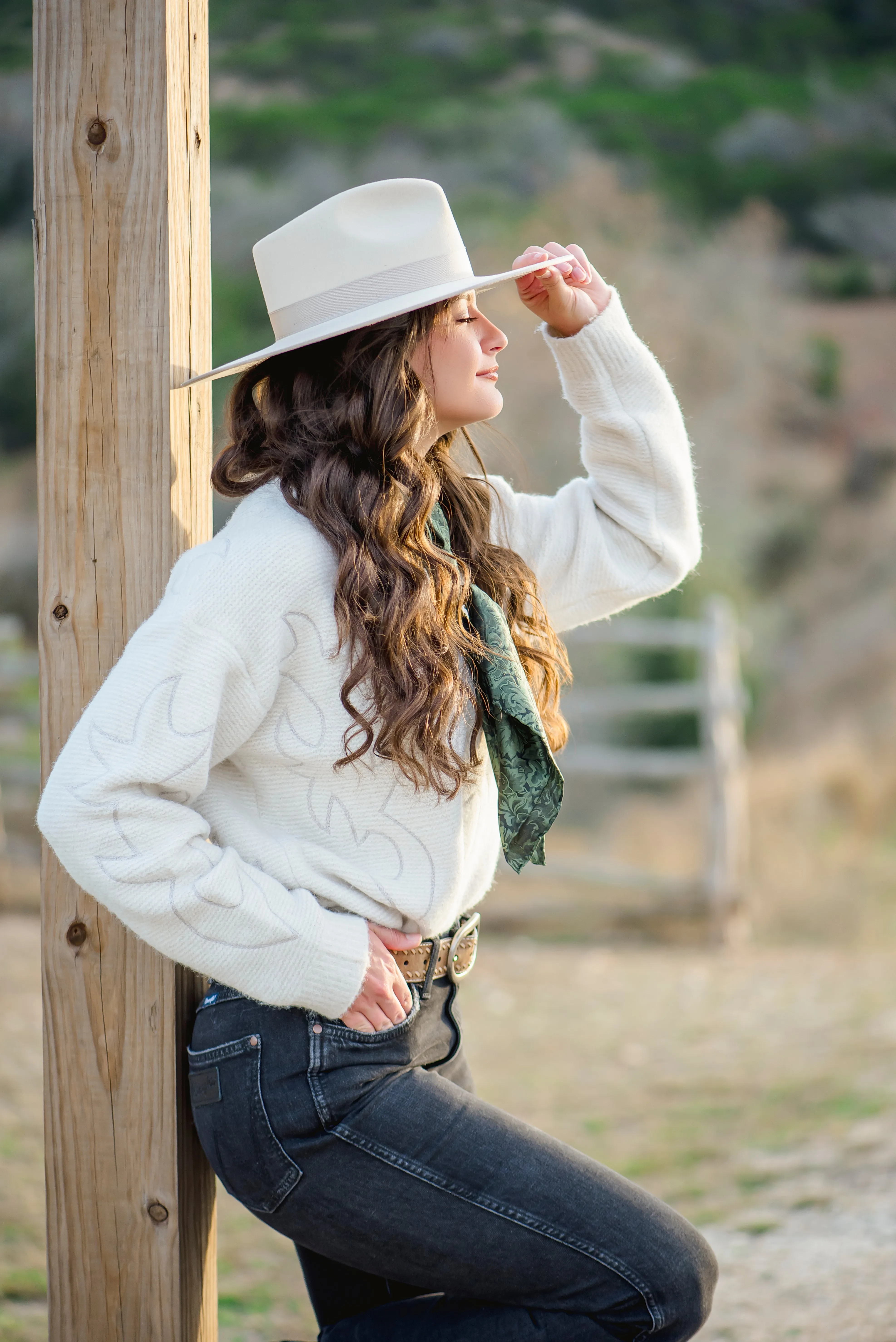 Blue B Western Boot Stitch Sweater