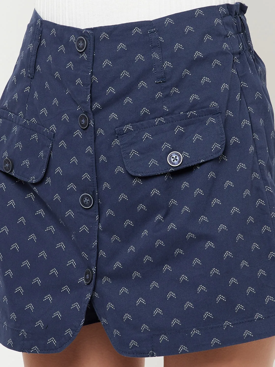 Blue Printed Skorts