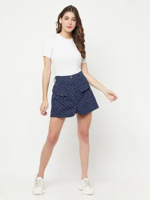 Blue Printed Skorts