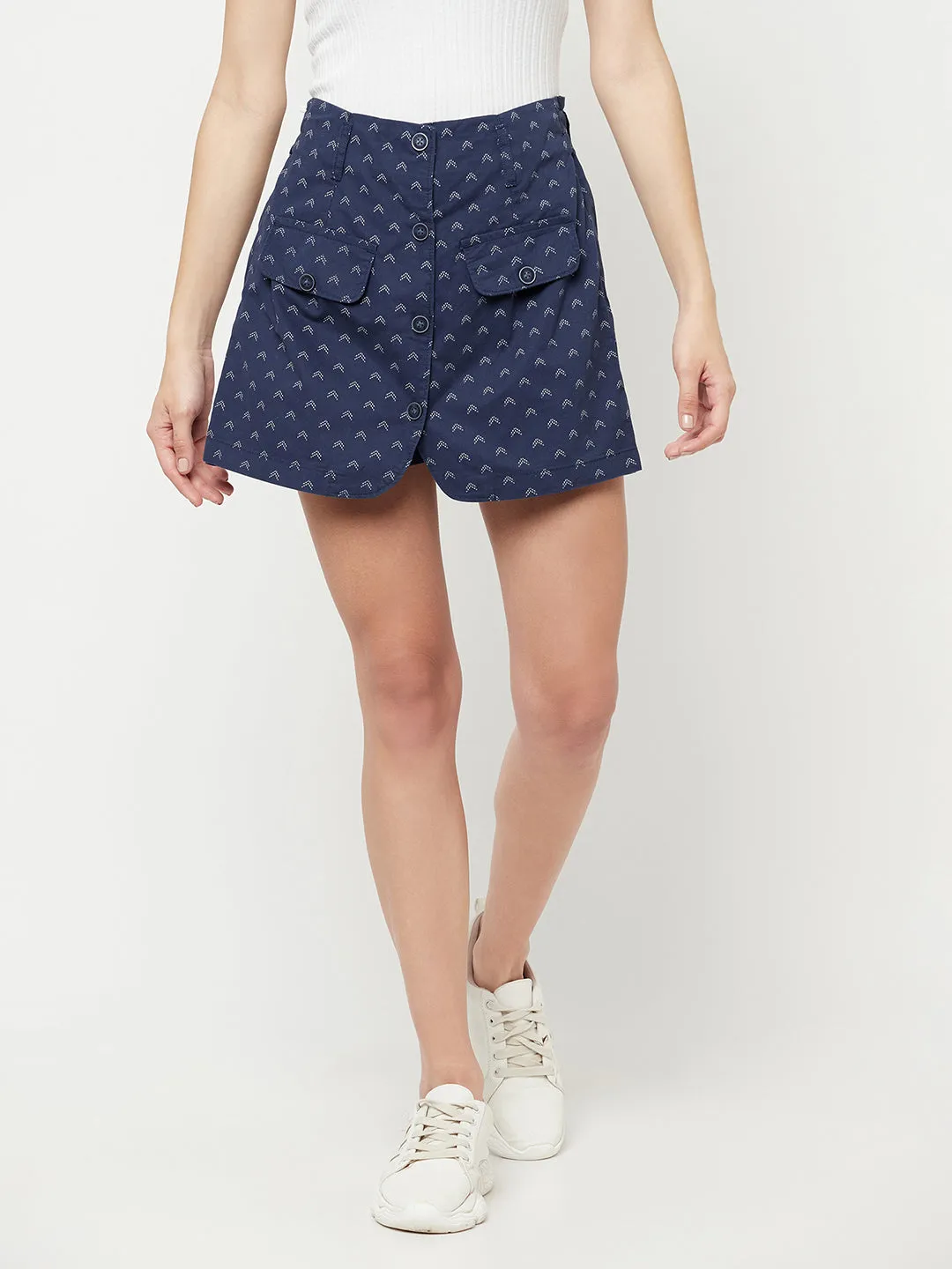 Blue Printed Skorts