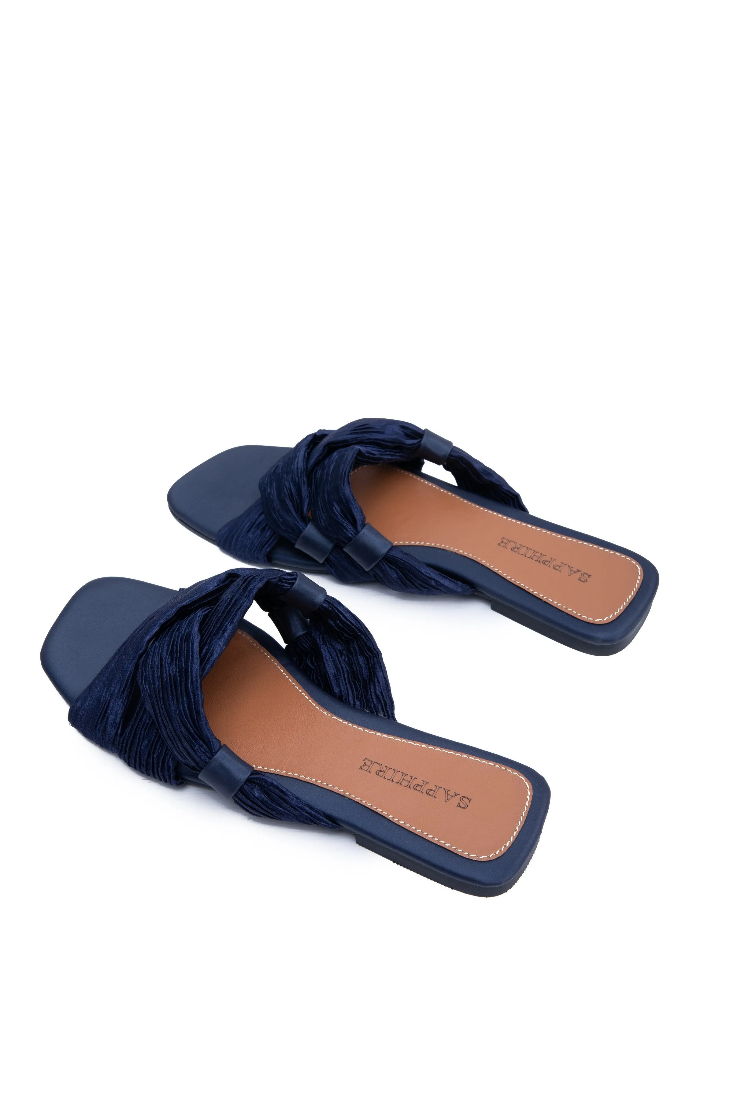 Blue Satin Flats