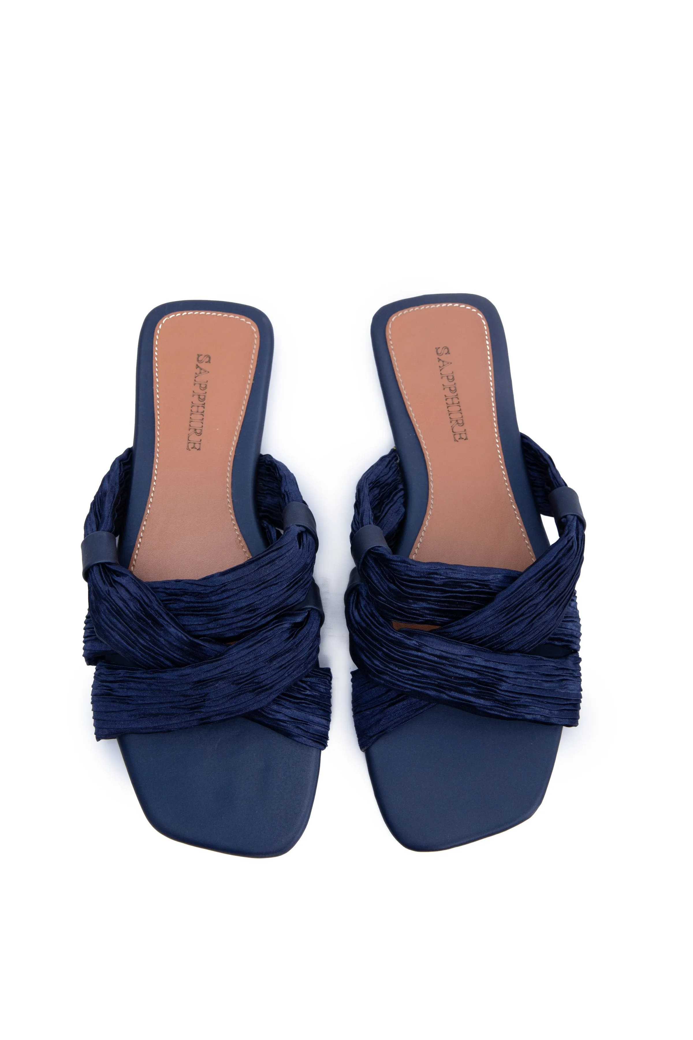 Blue Satin Flats