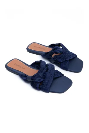 Blue Satin Flats