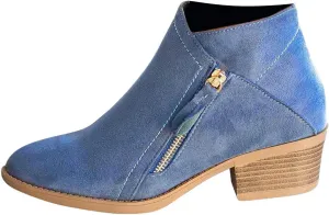 Boots for Women Ankle Booties 2022 Fall Fashion Side Zipper Pointed Toe Block Chunky Mid Heel Boots Solid Slip on Casual Comfy Ladies Shoes
