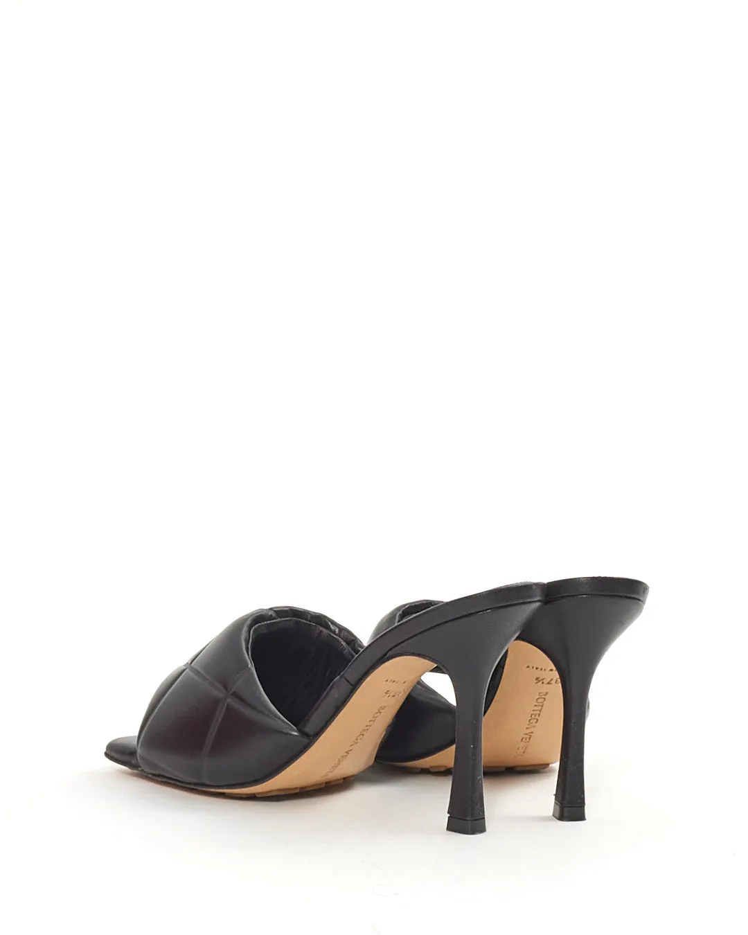 Bottega Veneta Black Intrecciato Leather Lido Heeled Mules - 37.5