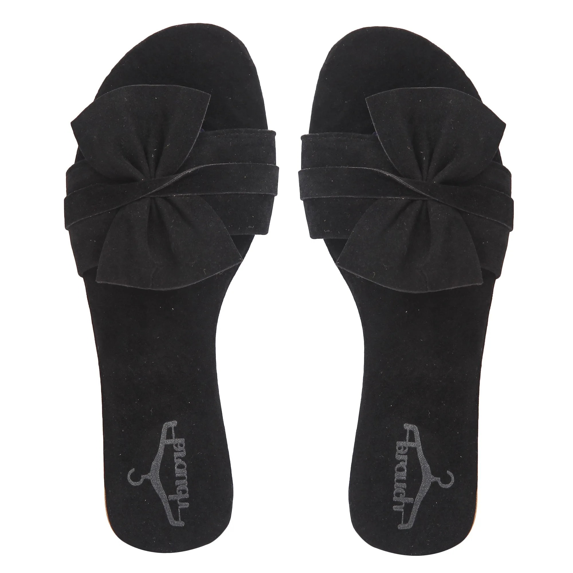 Brauch Women's Black Suede Bow Flats/Slippers
