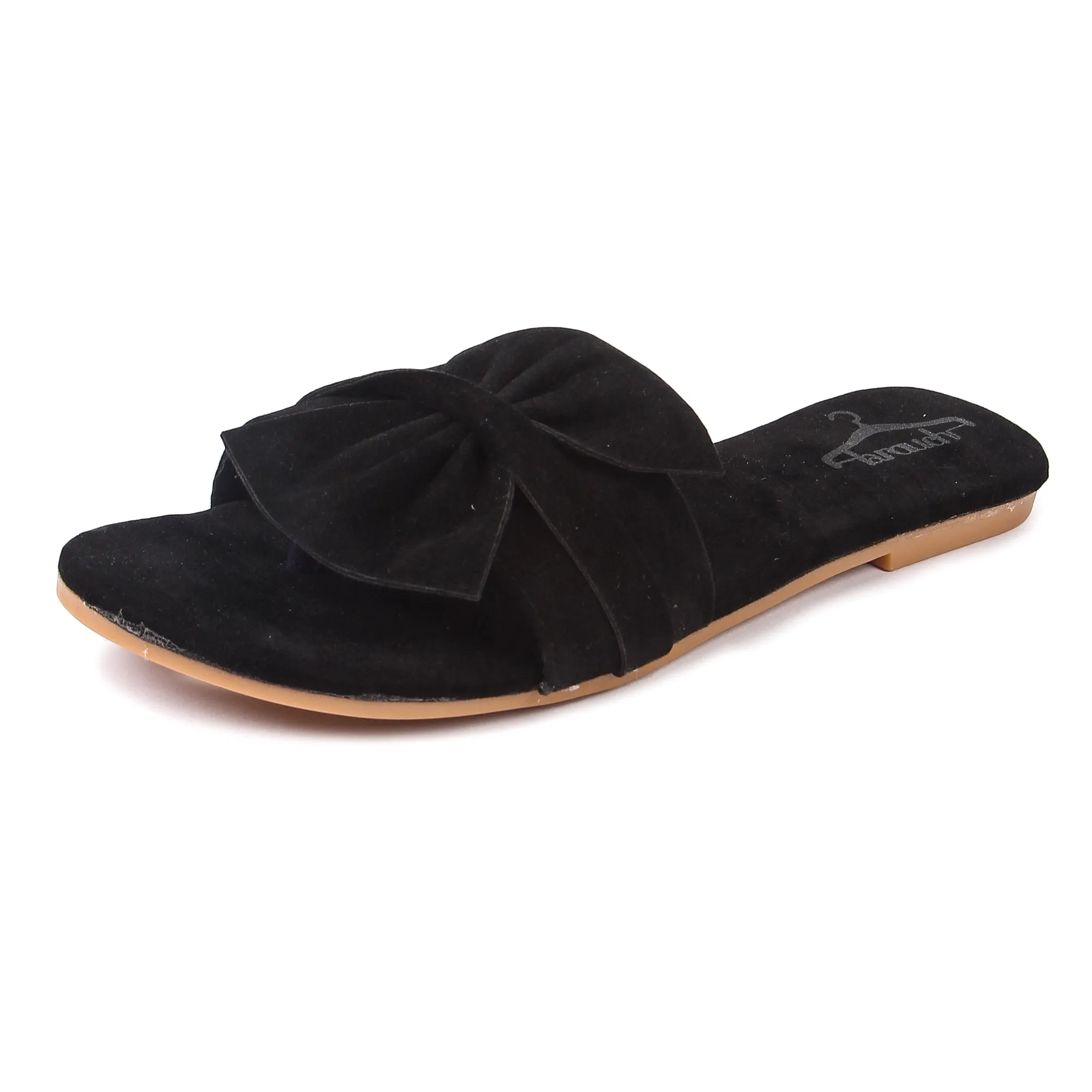 Brauch Women's Black Suede Bow Flats/Slippers