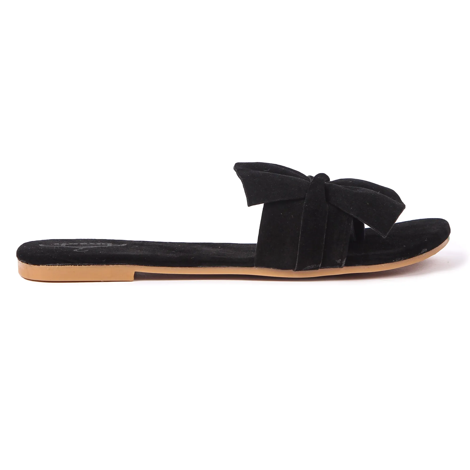 Brauch Women's Black Suede Bow Flats/Slippers