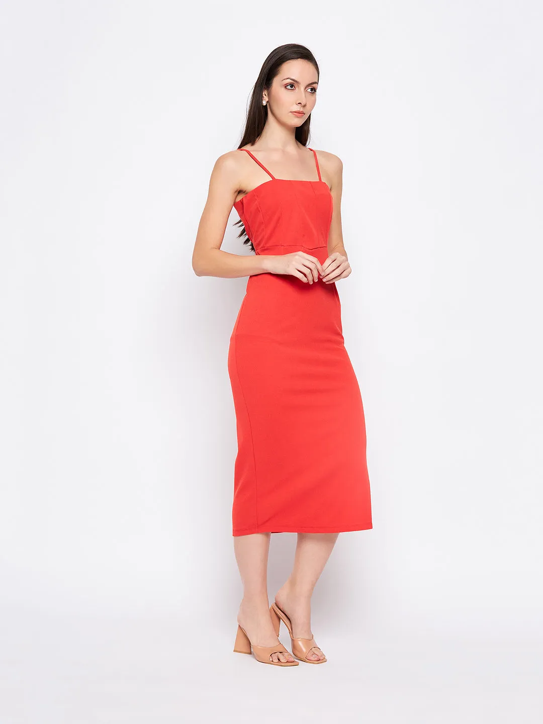 Camla Barcelona Tomato Camisole Straps Slit Dress