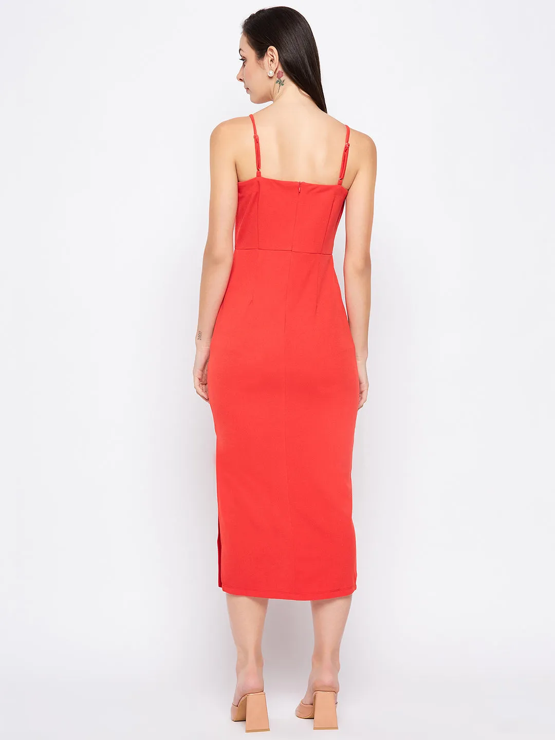 Camla Barcelona Tomato Camisole Straps Slit Dress
