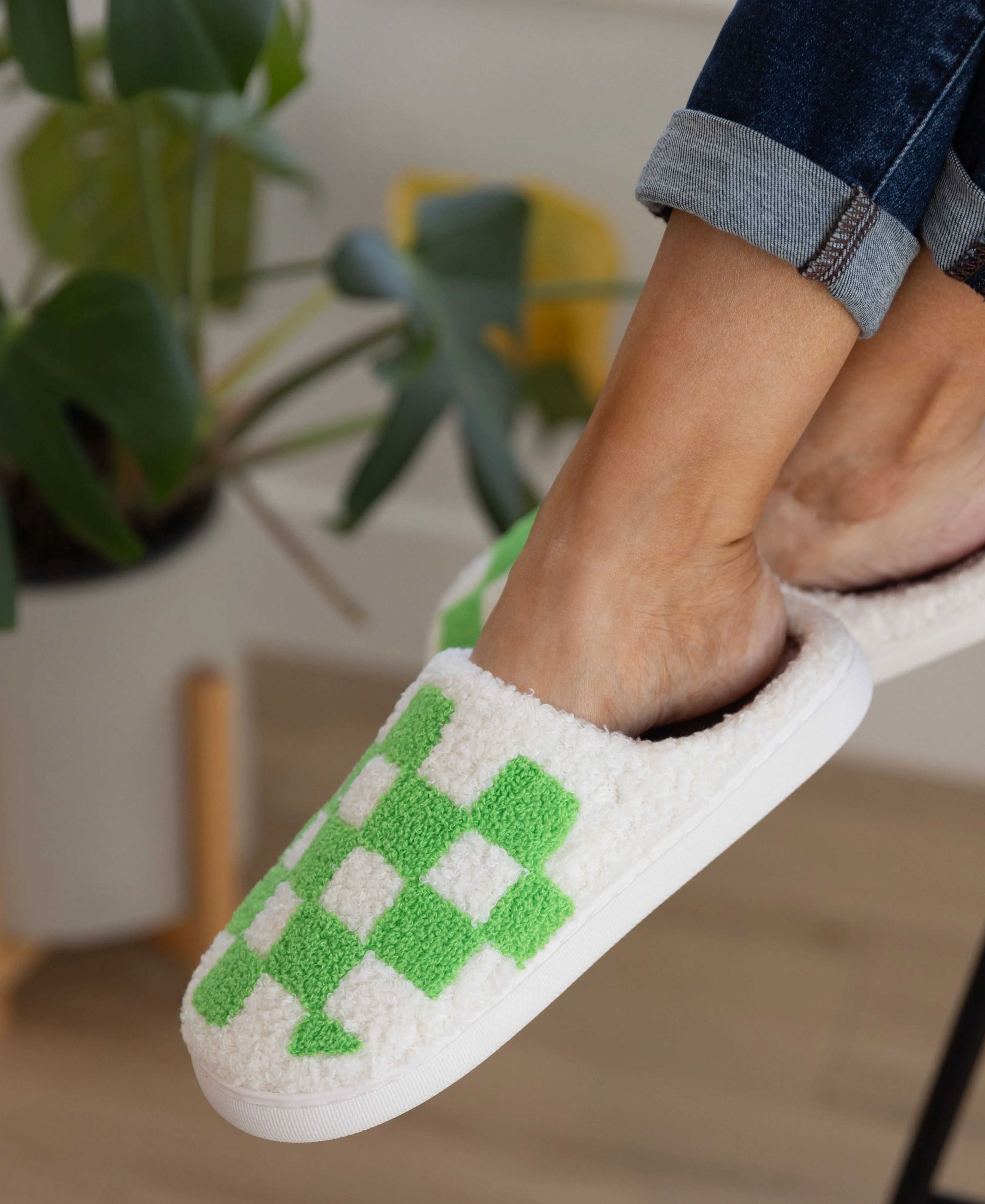 Checked Out Slippers | Green
