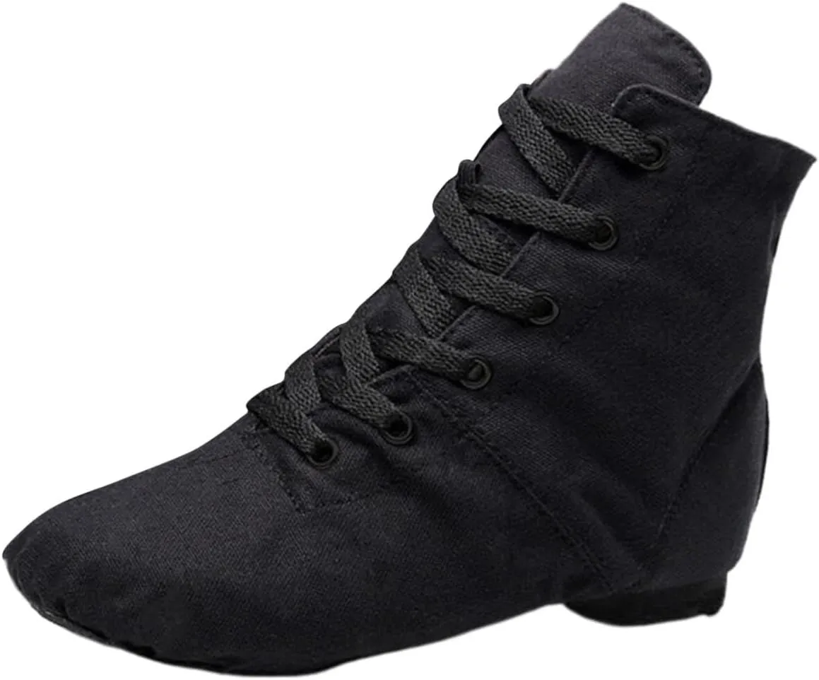 Child Girls Dance Shoes Solid Ankle Booties Warm Jazz Ballet Indoor Performance Shoes Kids Canvas Fashion Wedges